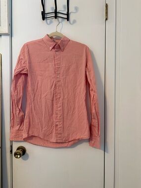 American Apparel Men's Long-Sleeve Button-Down Shirt in Coral Pink